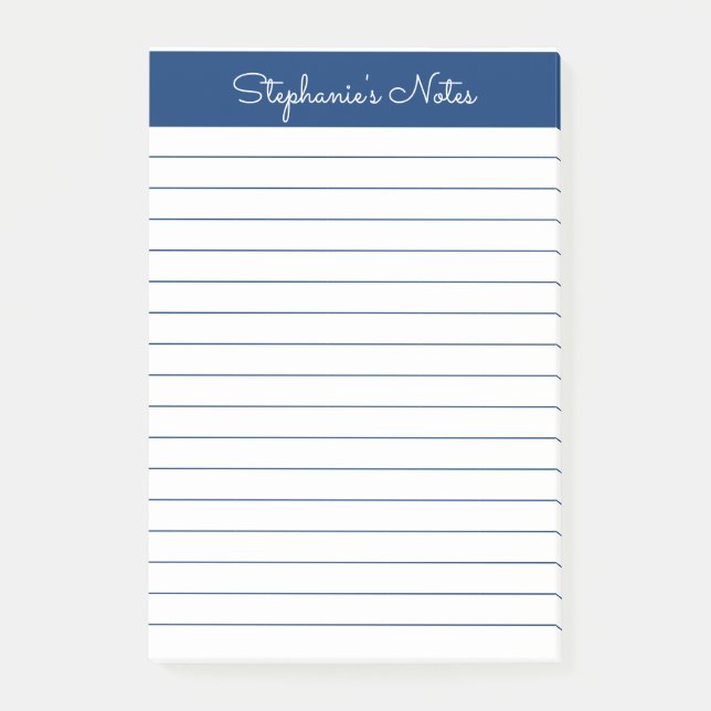 Notas Post-it® Simple Naval en línea personalizada (Anverso)