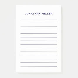 Notas Post-it® Simple Naval en línea personalizada 4x6