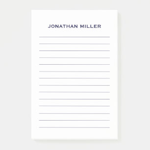 Notas Post-it® Simple Naval en línea personalizada 4x6