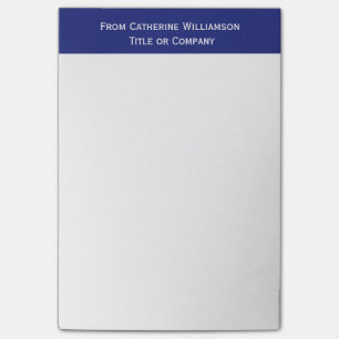 Notas Post-it® Simple Plain Blue Border Personalized Name Company