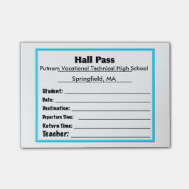 Notas Post-it® Simple Schools Hall Pass Post It Notes