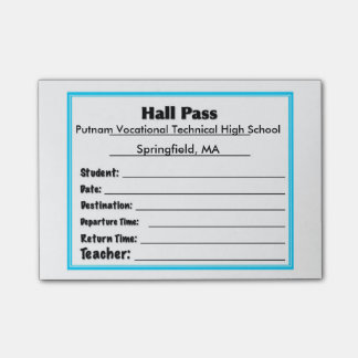 Notas Post-it® Simple Schools Hall Pass Post It Notes