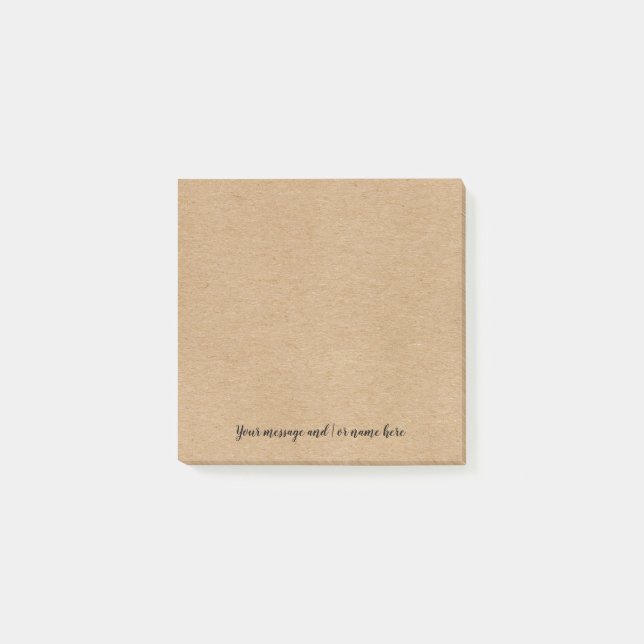Notas Post-it® Simple Script Papel Kraft Rústico Tu Mensaje (Anverso)