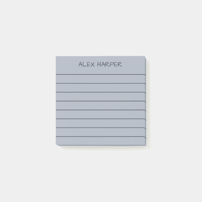 Notas Post-it® Simple Steel Gray & Charcoal Add Name Lined (Anverso)