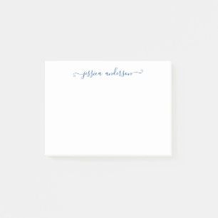 Notas Post-it® Simple y elegante guión azul de la marina