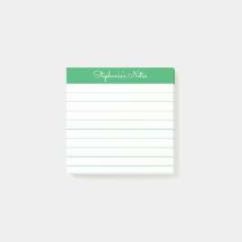 Notas Post-it® Simplemente Elegante Verde Personalizado Con Línea