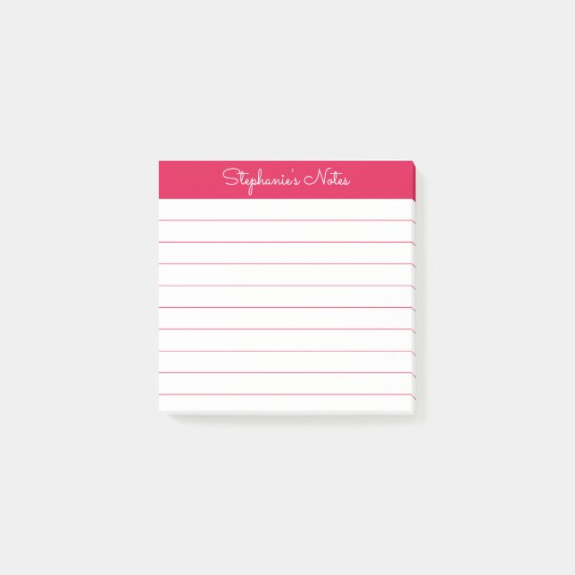 Notas Post-it® Simply Modern Cherry Red Personalized Lined (Anverso)