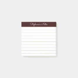 Notas Post-it® Simply Modern Chocolate Brown Personalized Lined
