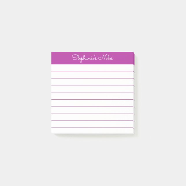 Notas Post-it® Simply Modern Dark Pink Personalized Lined (Anverso)