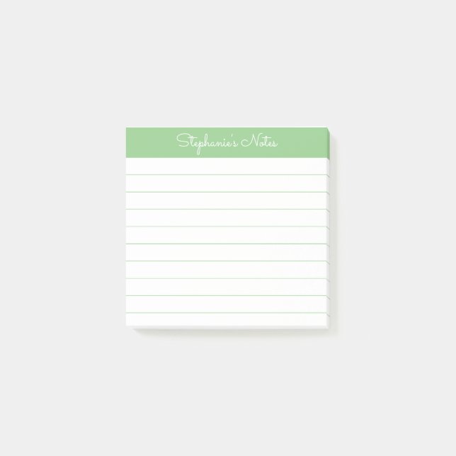 Notas Post-it® Simply Modern Sage Green Personalized Lined (Anverso)