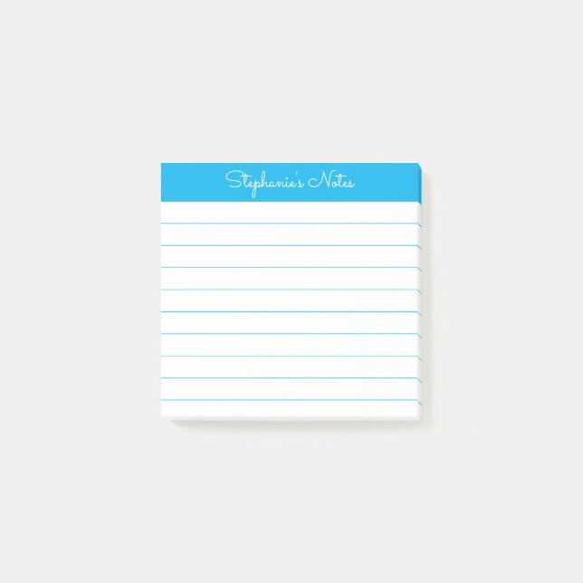 Notas Post-it® Simply Modern Sky Blue Personalized Lined (Anverso)