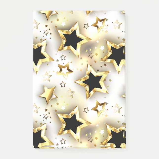 Notas Post-it® Sin inconvenientes de luz con estrellas de oro (Anverso)