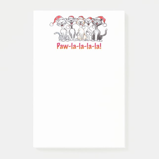 Notas Post-it® Singing Christmas Cats with Santa Hats (Anverso)