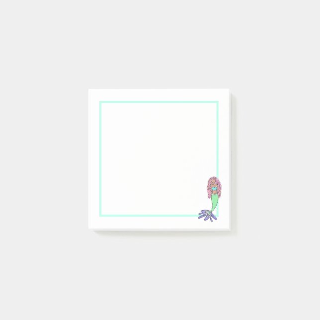 Notas Post-it® sirena de arco iris rosa azul violeta verde rizo n (Anverso)
