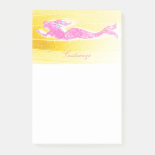 Notas Post-it® sirena rosa de baño submarina