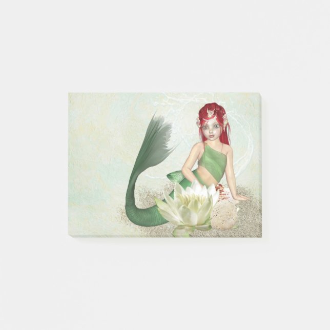 Notas Post-it® Sirenita con flores (Anverso)