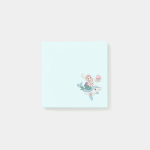 Notas Post-it® Sirenita descubierta con delfín bajo el mar