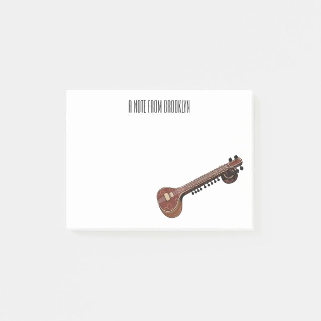Notas Post-it® Sitar personalizado ilustracion (Anverso)