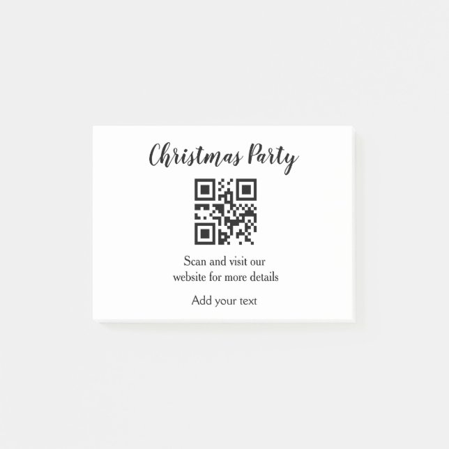 Notas Post-it® Sitio web de fiesta de Navidad simple código de ba (Anverso)