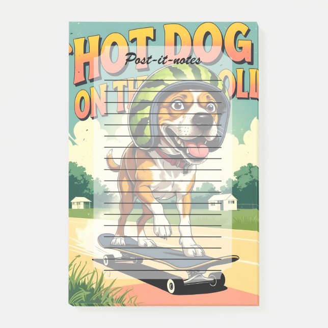 Notas Post-it® Skateboarding Dog Summer Funny Retro Beach  (Anverso)
