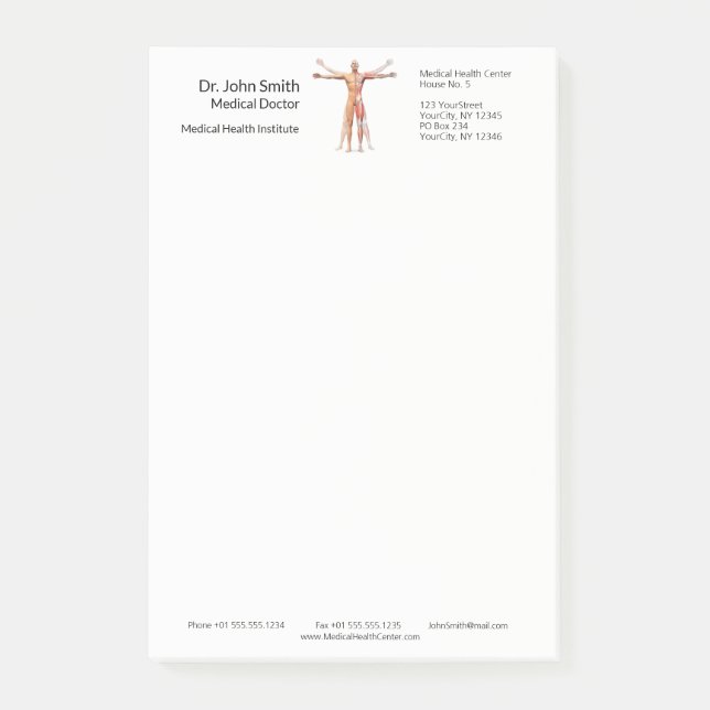 Notas Post-it® Skeleton Médico Human Body Muscles Post-it® Notes (Anverso)