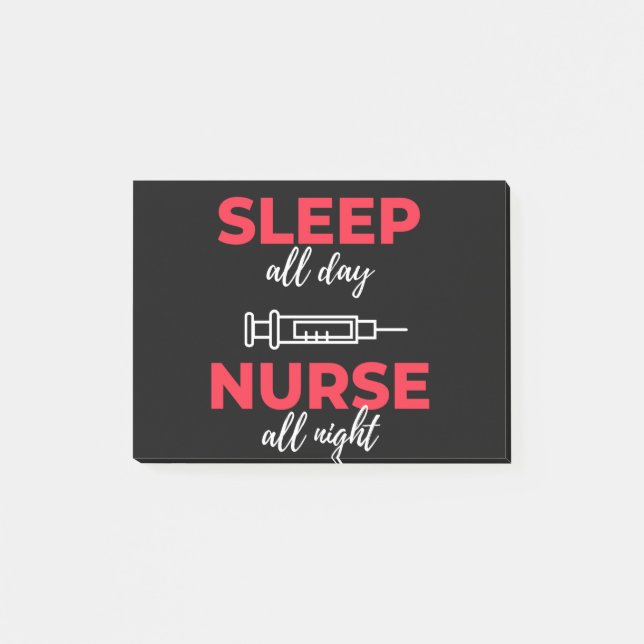 Notas Post-it® Sleep All Day Nurse All Night (Anverso)