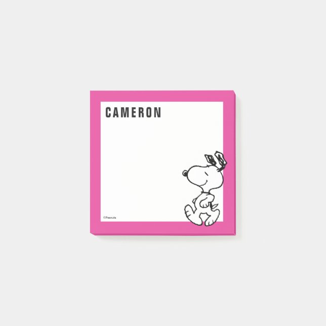 Notas Post-it® Snoopy Black & Magenta | Agrega tu nombre (Anverso)