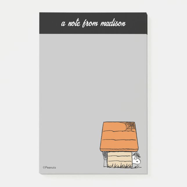 Notas Post-it® Snoopy Halloween Spider Web Doghouse (Anverso)