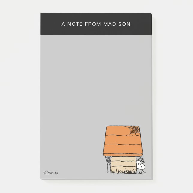 Notas Post-it® Snoopy Halloween Spider Web Doghouse (Anverso)