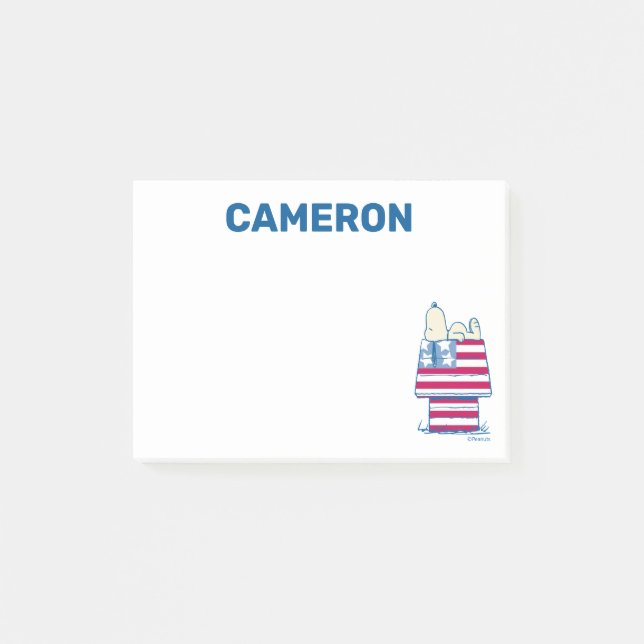 Notas Post-it® Snoopy on the 4 of July Dog House (Anverso)