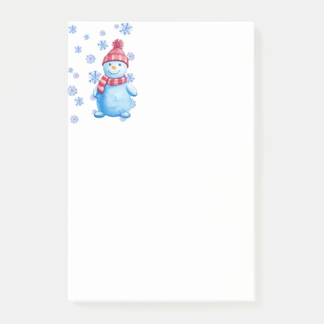 Notas Post-it® Snowman con copos de nieve (Anverso)