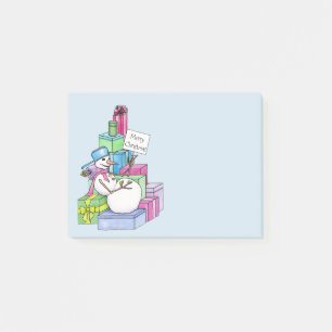 Notas Post-it® Snowman escalando en regalos