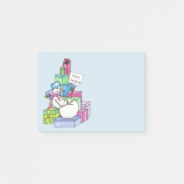 Notas Post-it® Snowman escalando en regalos (Anverso)