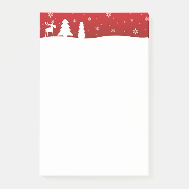 Notas Post-it® Snowman, reno de árbol de Navidad (Anverso)
