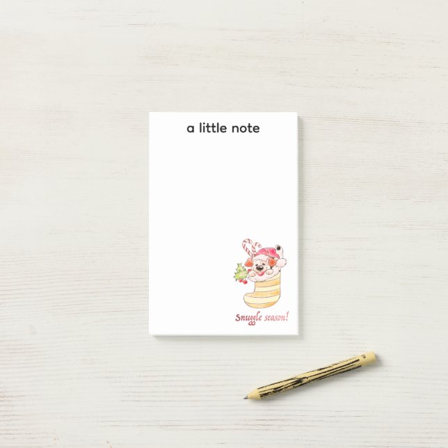 Notas Post-it® Snuggle Season Puppy in Stocking (Escritorio)