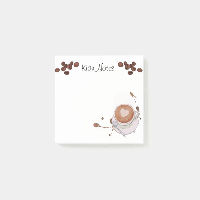 Notas post-it sobre el café personalizado (Anverso)
