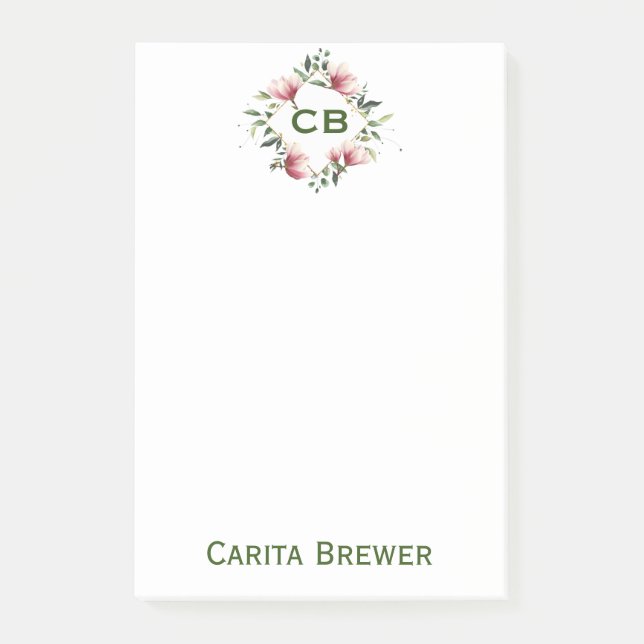 Notas post-it sobre el monograma floral (Anverso)