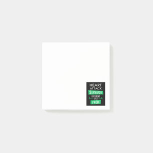 Notas Post-it® Sobreviviente de ataque cardíaco, luché y gané