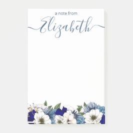Notas Post-it® Sofisticada Personalizado floral Marina Dusty Blue