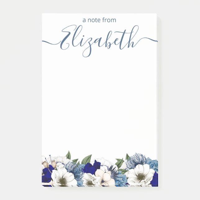 Notas Post-it® Sofisticada Personalizado floral Marina Dusty Blue (Anverso)
