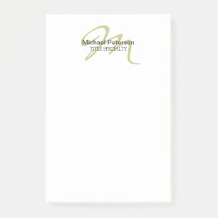 Notas Post-it® Sofisticado Monograma Script Inicial Moderno
