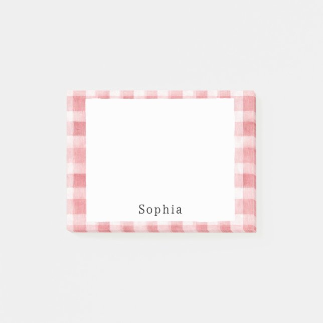 Notas Post-it® Soft Girly Pink White Plaid Stripes   (Anverso)