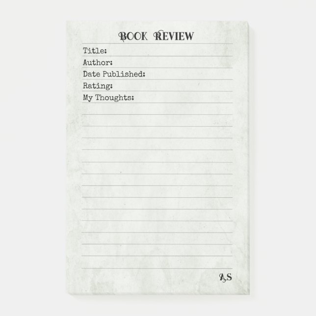 Notas Post-it® Soft Neutral Yellow Simple Monogram Book Review  (Anverso)