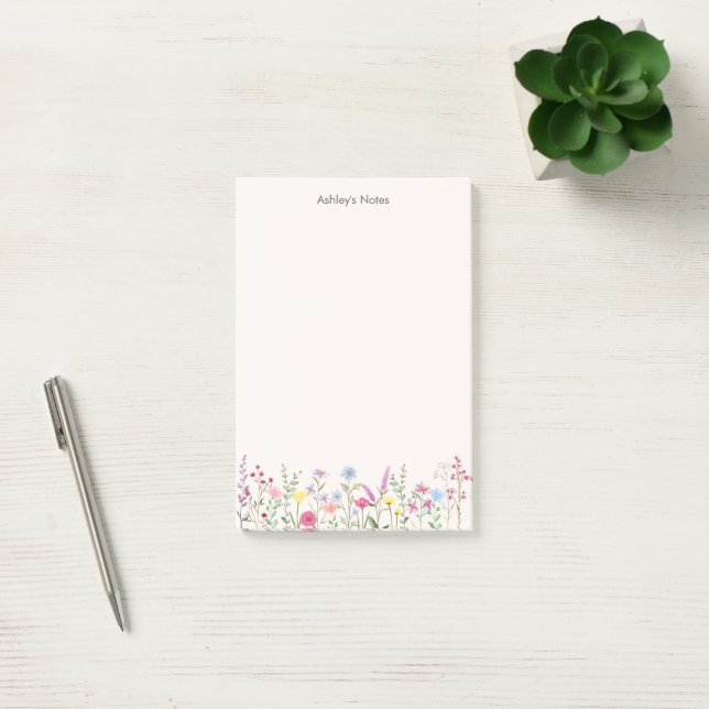 Notas Post-it® Soft Pastel Wildflower Personalized Post-it Notes (Oficina)