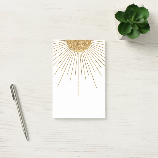 Notas Post-it® Sol Brillante de Oro Blanco Moderno (Oficina)