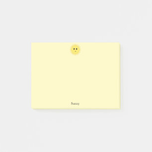 Notas Post-it® Sol Cute Feliz sobre Fondo Amarillo