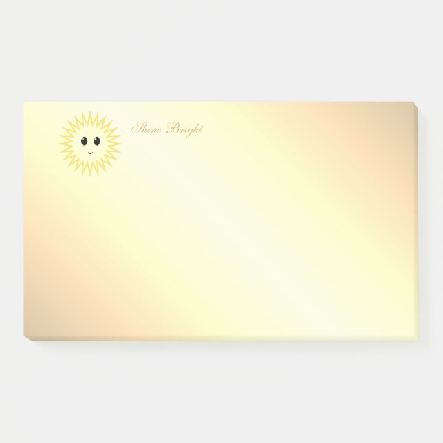 Notas Post-it® Sol feliz lindo en gradiente dorado (Anverso)