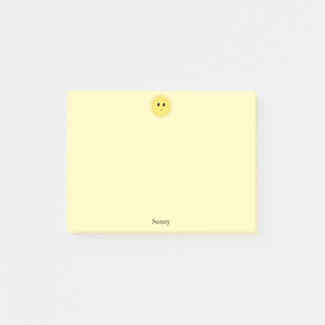 Notas Post-it® Sol feliz lindo sobre fondo amarillo (Anverso)
