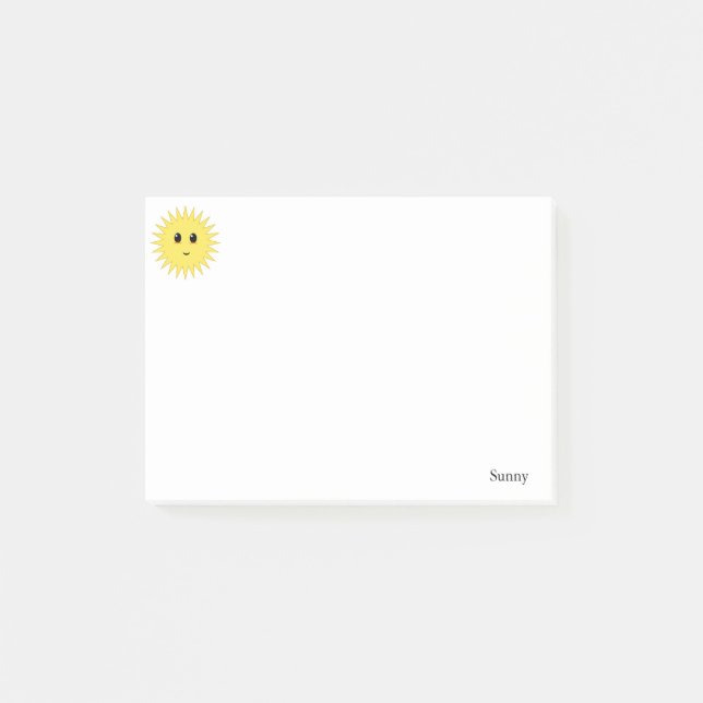 Notas Post-it® Sol feliz lindo sobre fondo blanco (Anverso)