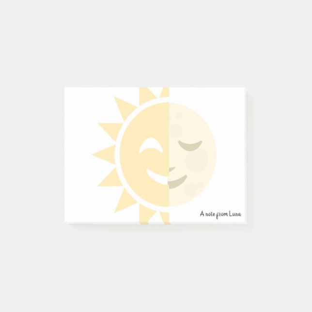 Notas Post-it® Sol personalizado y Luna (Anverso)